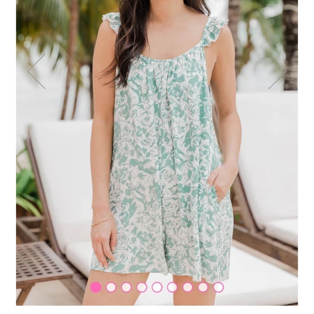 Pink Lily Ruffle Sleeve Floral Romper